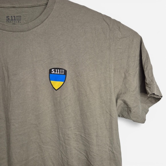 5.11 Tactical Mens 2XL Green Ukraine Flag Shield Graphic T-Shirt Olive Drab Read - Picture 2 of 7